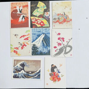 Chikyu Card Asian Influence Art  Notecards No Envelopes 2.5 x 3.5 Inch 8 Pieces